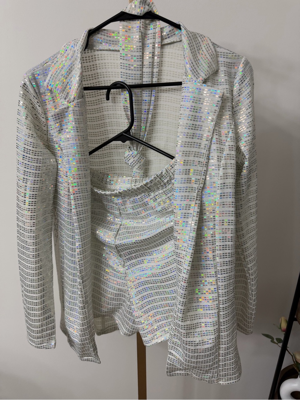 Iridescent Sequin Trim Light Top - Size M